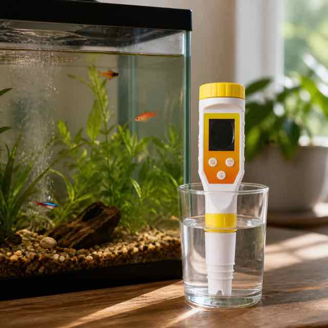 Digital Water Quality Tester in use