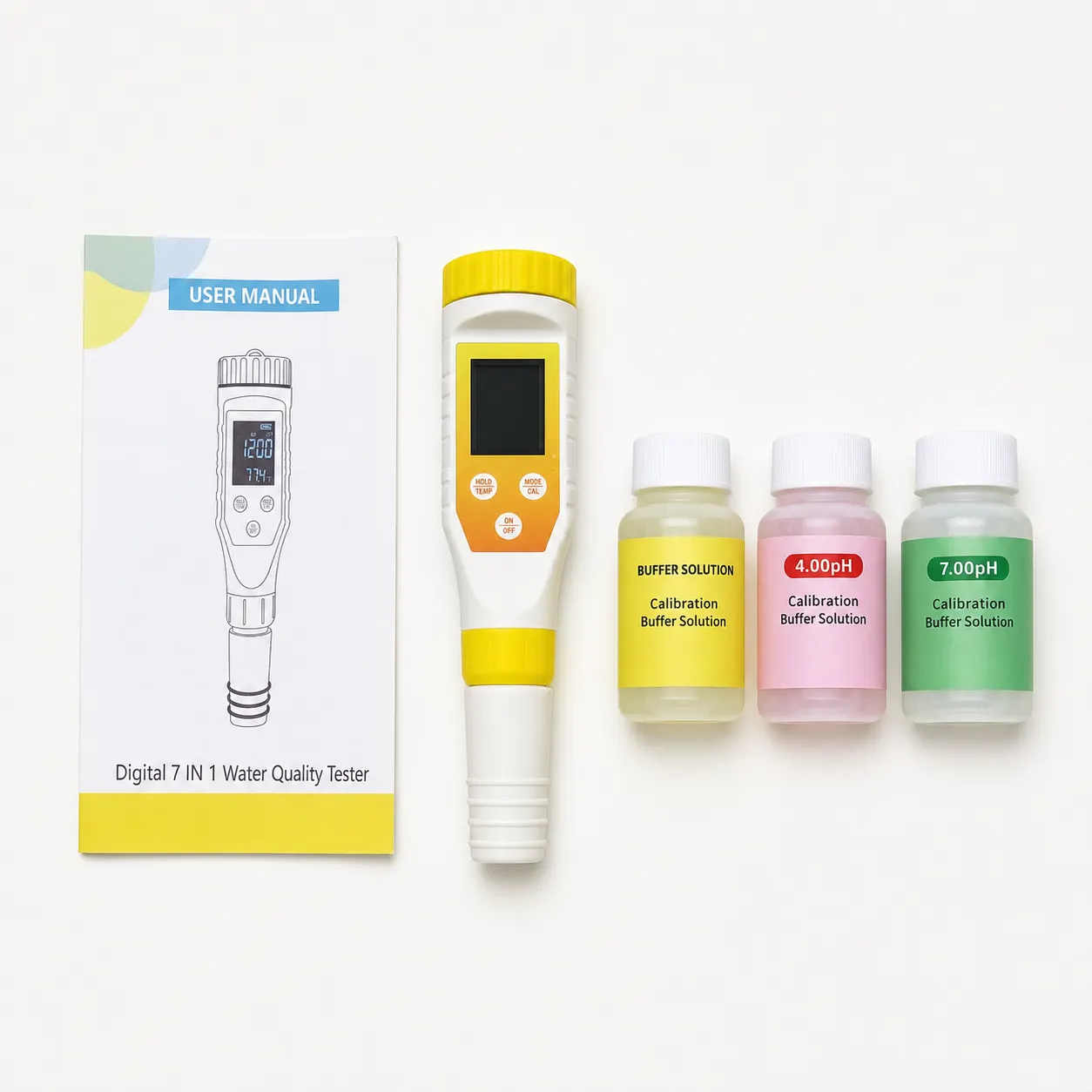 Digital Water Quality Tester and included accessories