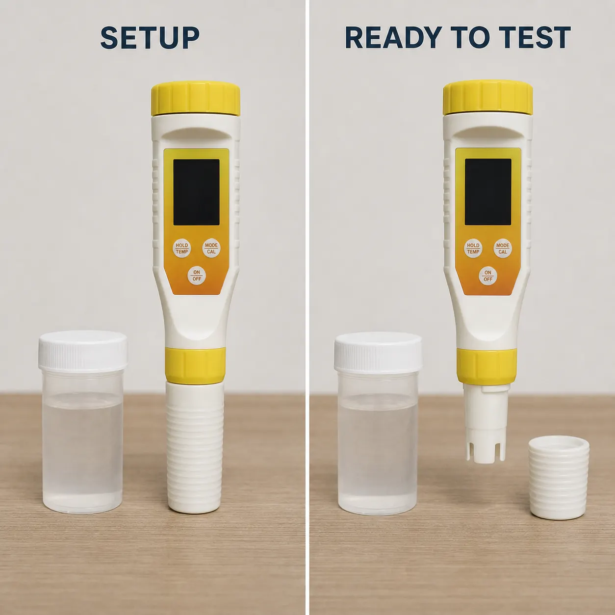 Digital Water Quality Tester setup and use views